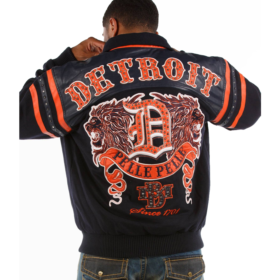 Men Pelle Pelle Detroit Motor City 1701 Navy Blue Wool Jacket