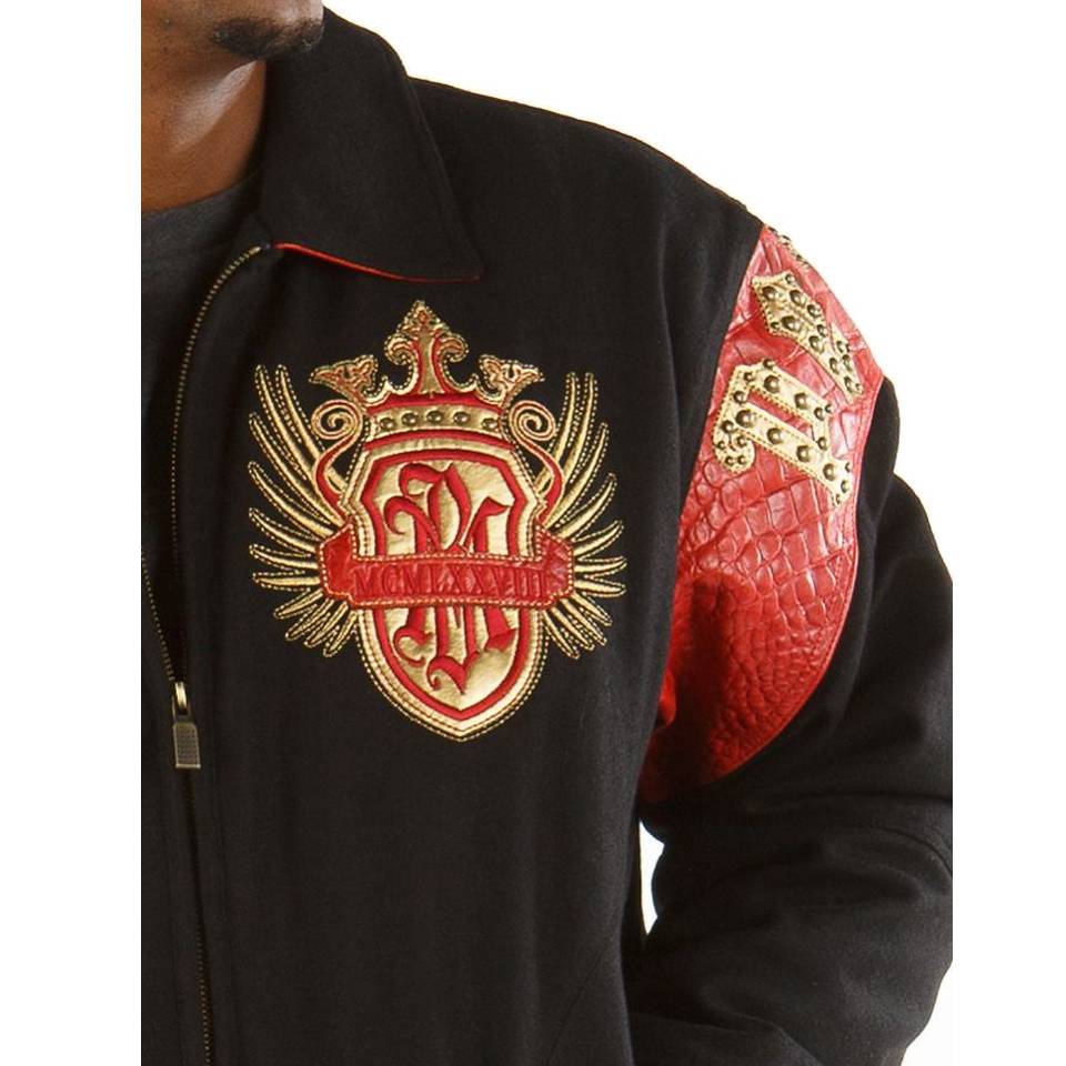 Men Pelle Pelle Empire with Victory Come Glory Black Jacket