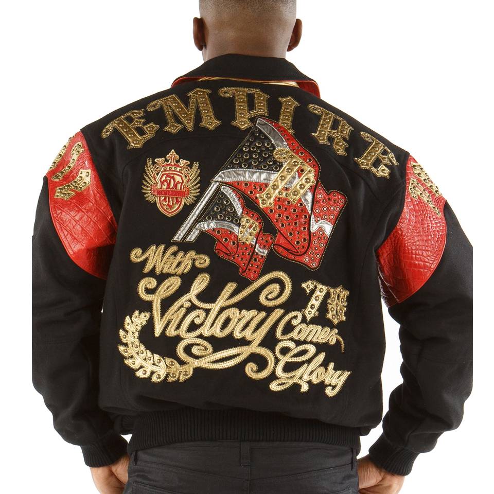 Men Pelle Pelle Empire with Victory Come Glory Black Wool Jacket