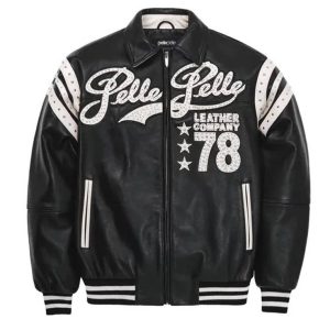 Pelle Pelle Encrusted Black Varsity Jacket