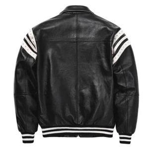 Men Pelle Pelle Encrusted Black Varsity Top Grain Jacket