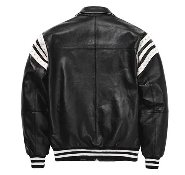 Men Pelle Pelle Encrusted Black Varsity Top Grain Jacket