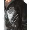 Men Pelle Pelle Exotic Cayman Studded Black Script Wool Hoodie