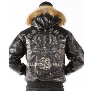 Men Pelle Pelle Forever Fearless Black Fur Hood Jacket