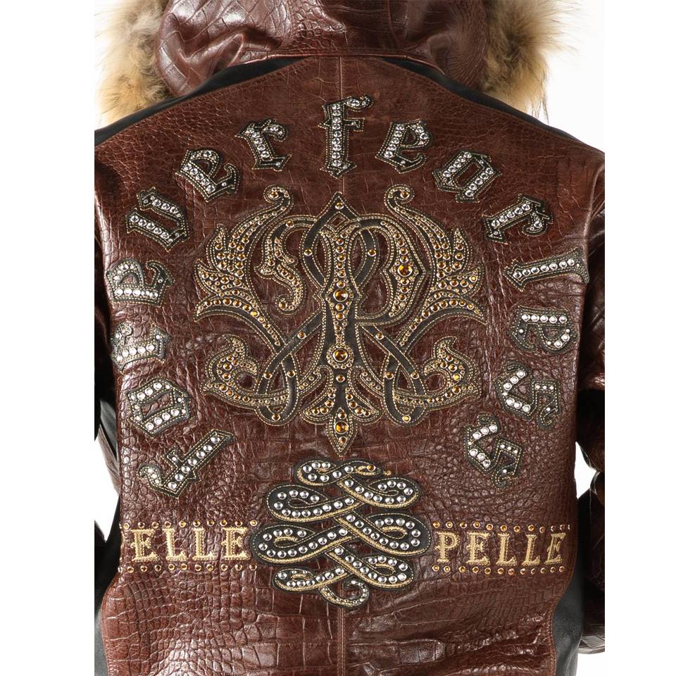 Men Pelle Pelle Forever Fearless Dark Brown Fur Hood Leather Jacket