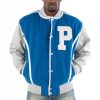 Men Pelle Pelle Gator P Blue Varsity Jacket