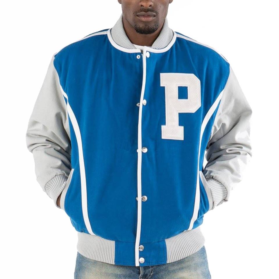 Men Pelle Pelle Gator P Blue Varsity Jacket