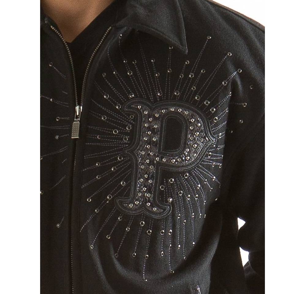 Men Pelle Pelle Legacy Dragon Encrusted Black Wool Jacket