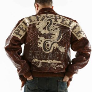 Men Pelle Pelle Legacy Dragon Encrusted Brown Jacket