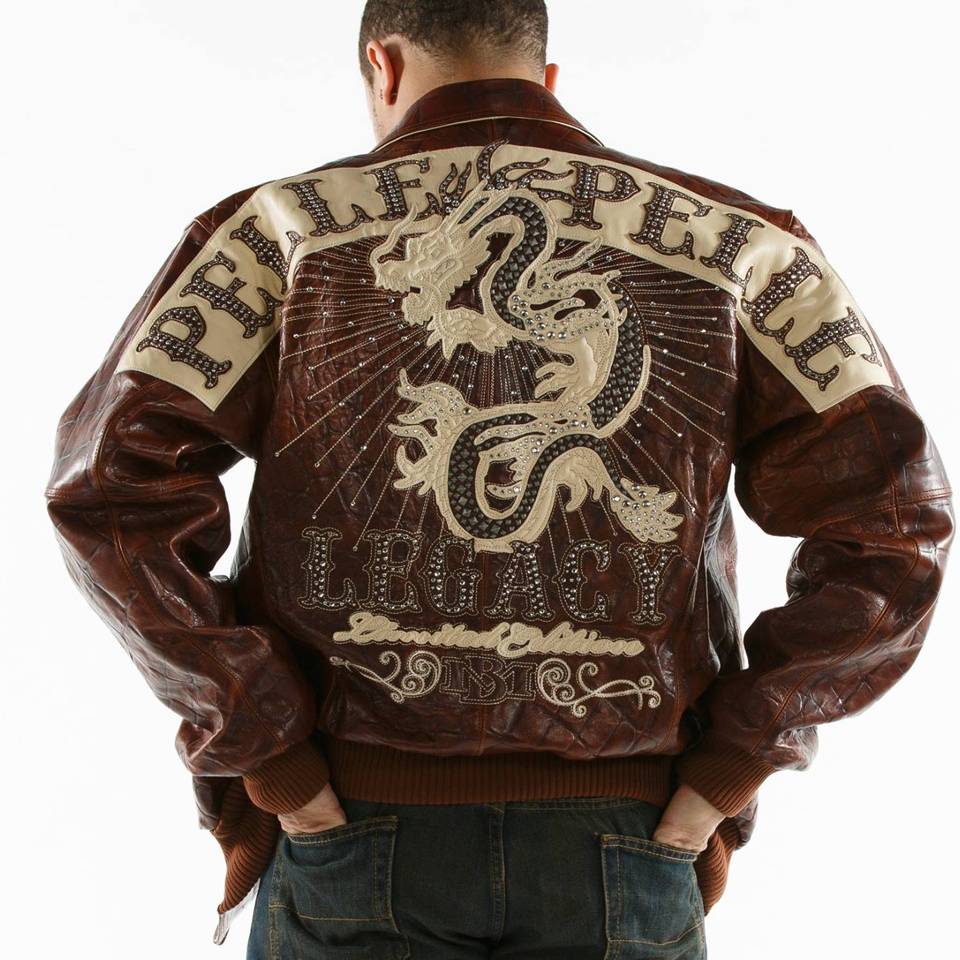 Men Pelle Pelle Legacy Dragon Encrusted Brown Jacket
