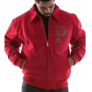 Men Pelle Pelle Legacy Dragon Encrusted Red Jacket