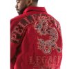 Men Pelle Pelle Legacy Dragon Encrusted Red Wool Jacket
