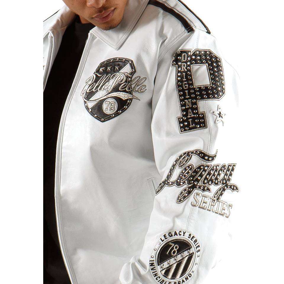 Men Pelle Pelle MB 1978 Domination White Leather Jacket
