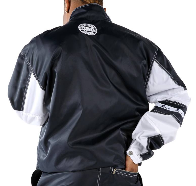 Men Pelle Pelle MB USA Jeans Velour Black Nylon Tracksuit