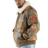 Men Pelle Pelle Make It Rain 78 Brown Fur Collar Genuine Leather Jacket