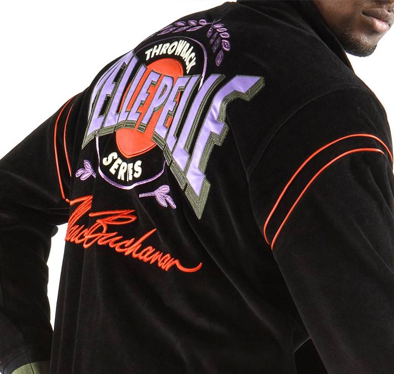 Men Pelle Pelle Marc Buchanan Velour Throwback Black Tracksuit