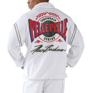 Men Pelle Pelle Marc Buchanan Velour Throwback White Polyester Tracksuit