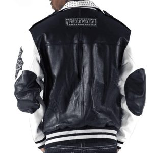 Men Pelle Pelle Navy Blue Biker Leather Jacket