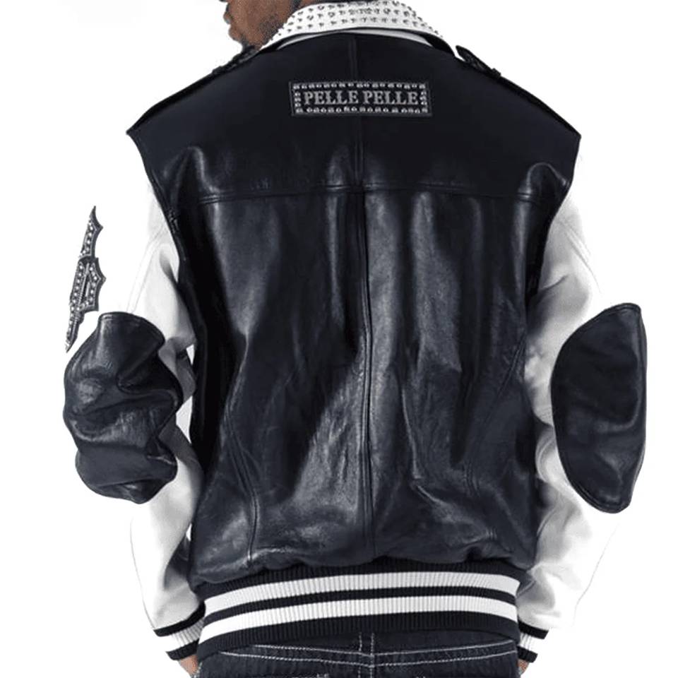 Men Pelle Pelle Navy Blue Biker Leather Jacket