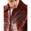 Men Pelle Pelle Neoprene Burgundy Leather Jacket