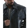 Men Pelle Pelle Neoprene Navy Blue Croc Leather Jacket
