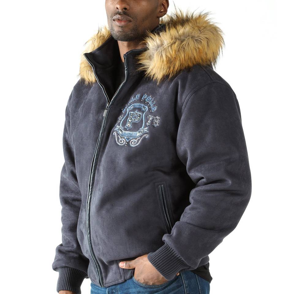 Men Pelle Pelle Original 40th Anniversary Unrivaled 1978 Grey Fur Hood Wool Jacket