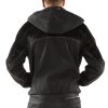 Men Pelle Pelle Ornate P Pony Black Fur Wool Hoodie
