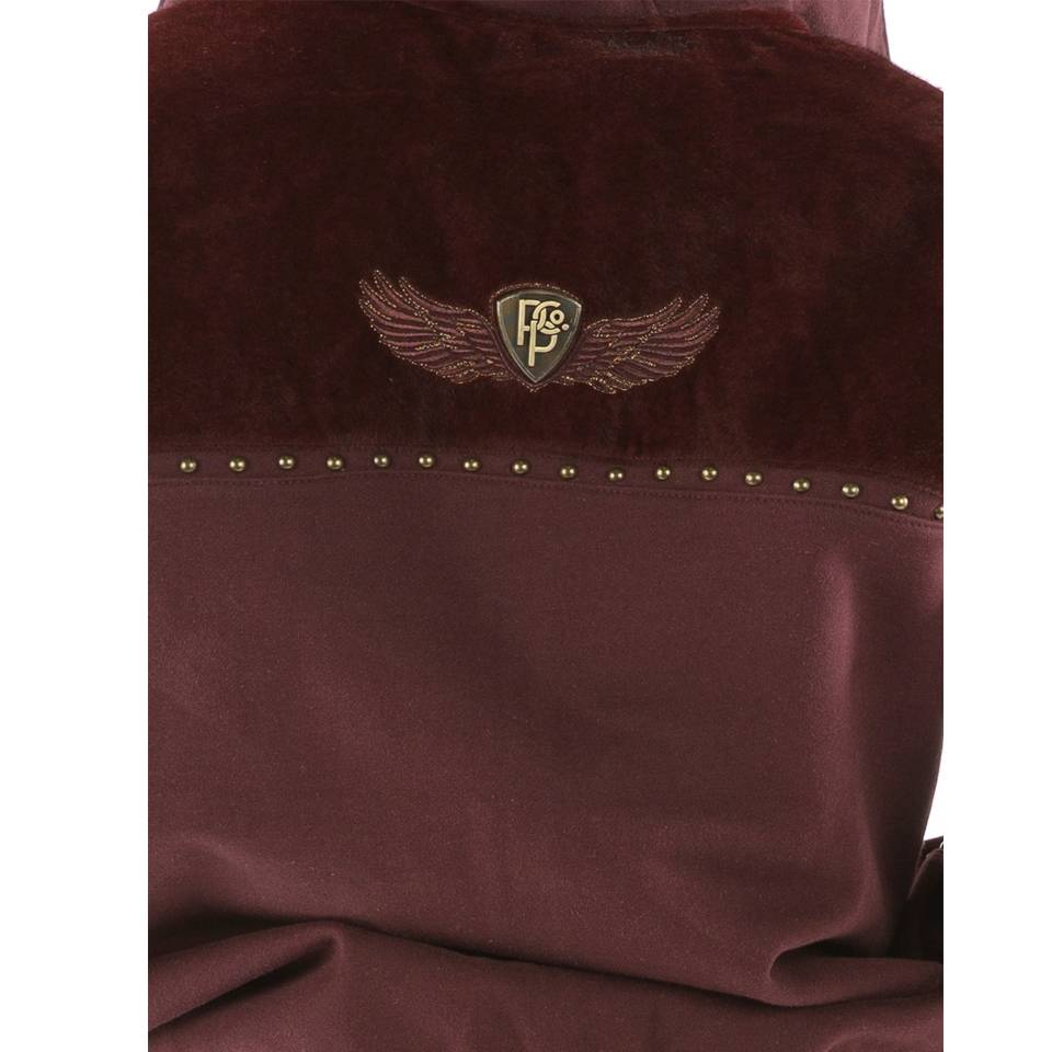 Men Pelle Pelle Ornate P Pony Maroon Fur Hoodie