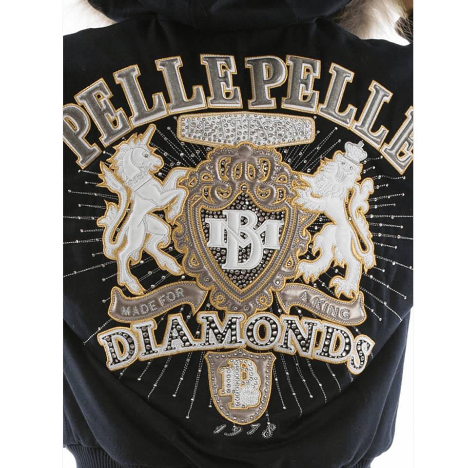 Men Pelle Pelle Platinum & Diamonds MB 1978 Black Fur Hood Wool Jacket