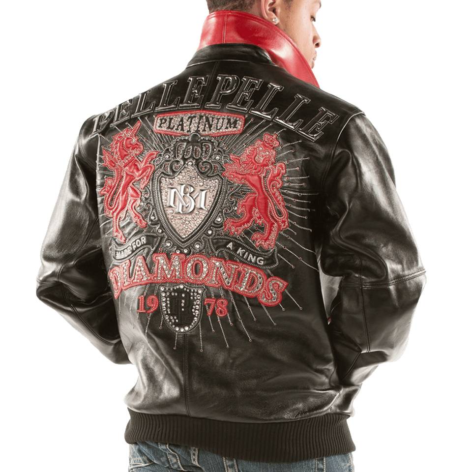 Men Pelle Pelle Platinum & Diamonds MB 1978 Black Leather Jacket