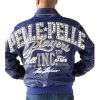 Men Pelle Pelle Players All in Stars MB 1978 Blue Genuine Leather Jacket