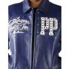 Men Pelle Pelle Players All in Stars MB 1978 Blue Leather Jacket