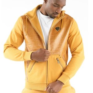 Men Pelle Pelle Premium Cayman Yellow Pattern Wool Hoodie