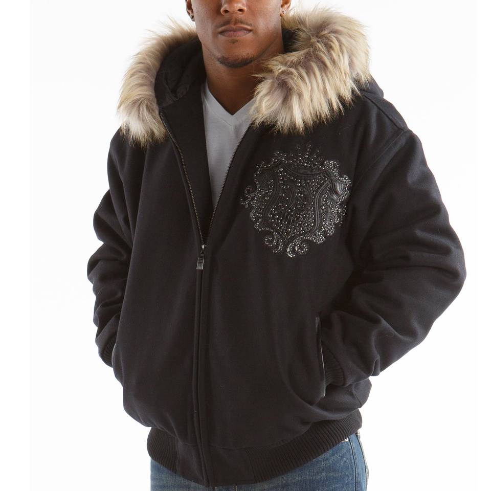 Men Pelle Pelle Prestige Black Hooded Wool Jacket