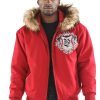 Men Pelle Pelle Prestige Red Fur Hood Wool Jacket