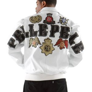 Men Pelle Pelle Python Decorated White Genuine Leather Jacket