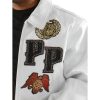 Men Pelle Pelle Python Decorated White Leather Jacket