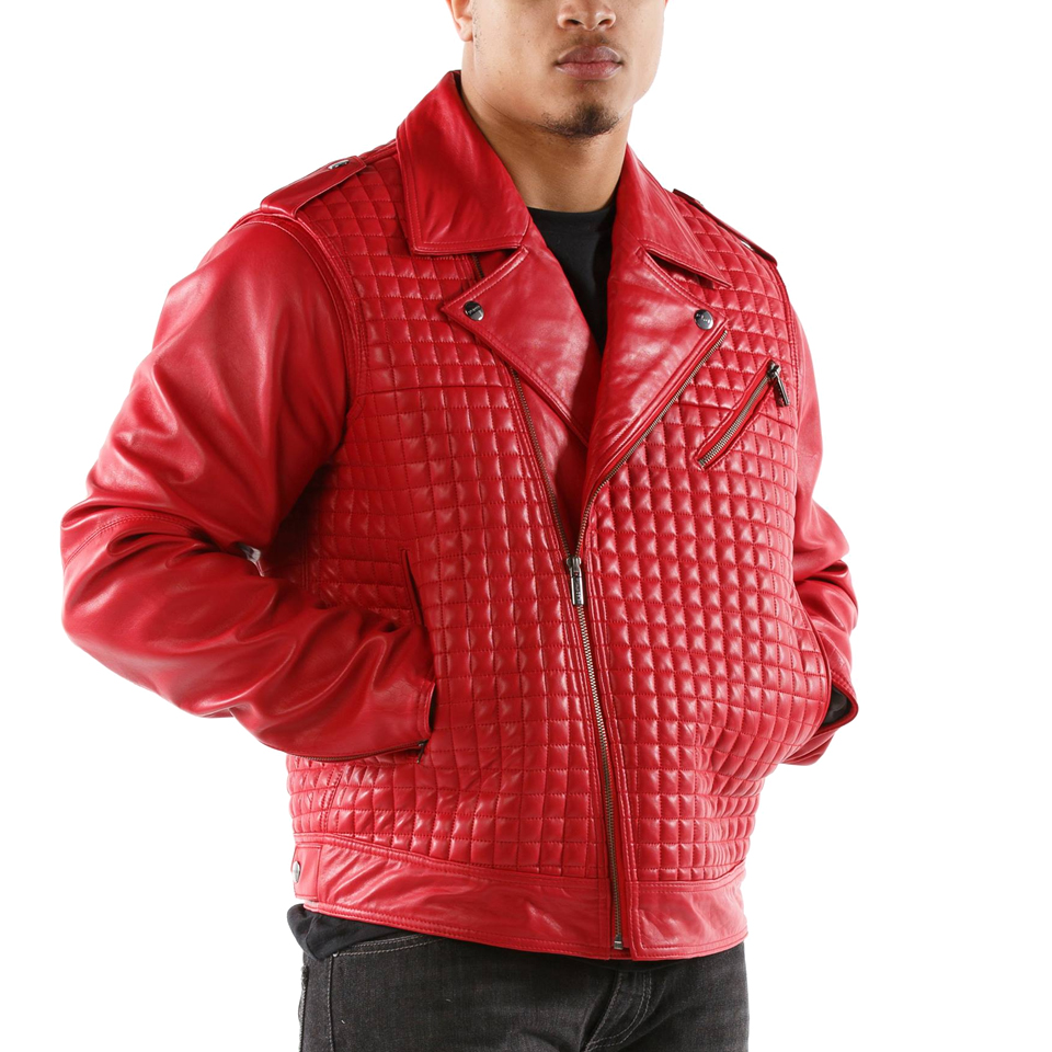 Pelle Pelle Red Houndstooth Biker Jacket