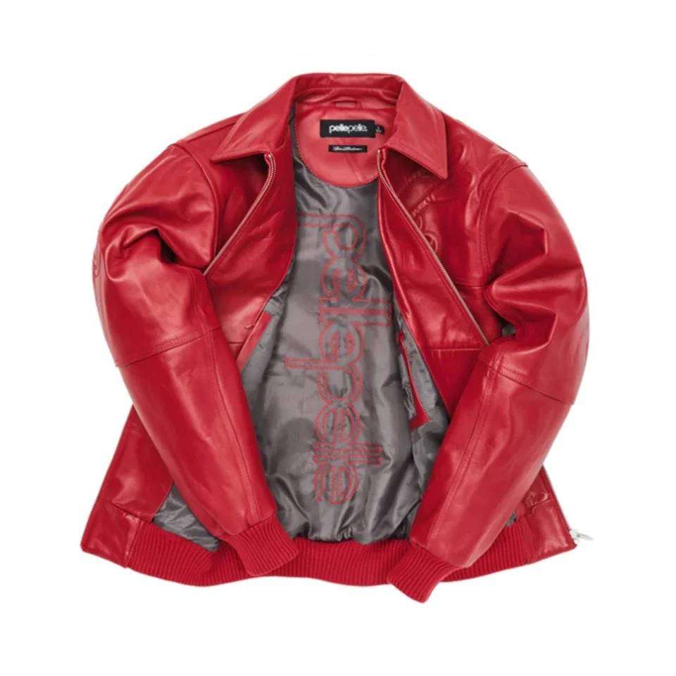 Men Pelle Pelle Red Puff Plush Leather Jacket
