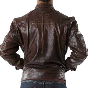 Men Pelle Pelle Requiem Ghost Dark Brown Leather Biker Jacket