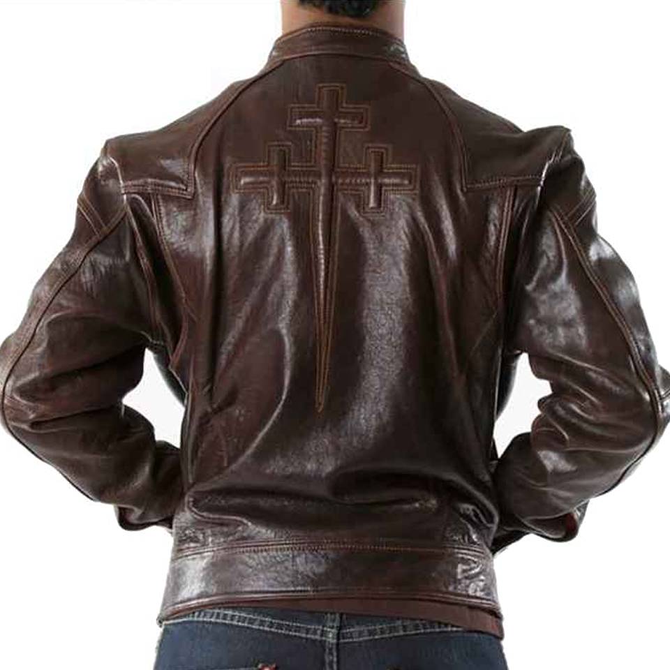 Men Pelle Pelle Requiem Ghost Dark Brown Leather Biker Jacket