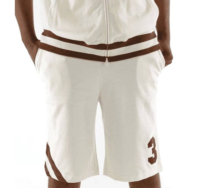 Men Pelle Pelle Retro Basketball Style Warm Up Cream Cotton Tracksuit