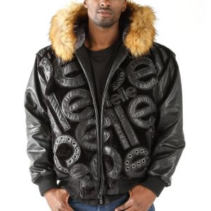 Men Pelle Pelle Signature Black Fur Hood Leather Jacket