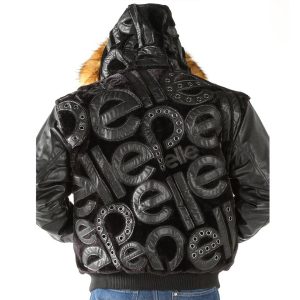 Men Pelle Pelle Signature Black Fur Hooded Leather Jacket