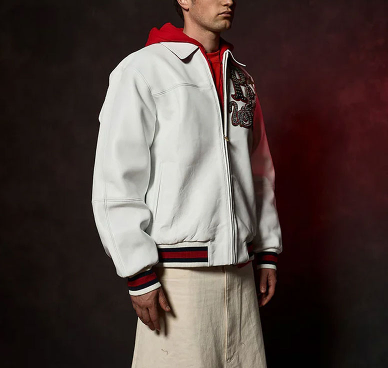 Men Pelle Pelle USA White World Famous MB Leather Jacket