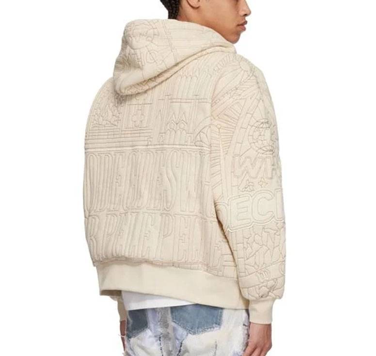 Men Pelle Pelle Who Decides War Cream Cotton Hoodie