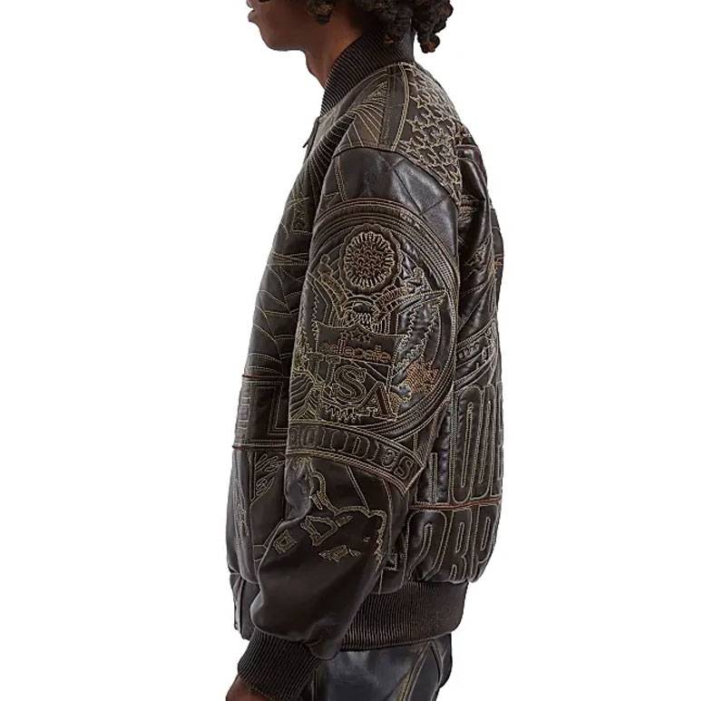 Men Pelle Pelle Who Decides War USA Dark Brown Leather Jacket