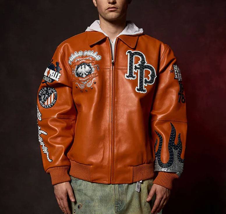 Men Pelle Pelle World Famous MB Orange Jacket