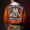 Men Pelle Pelle World Famous MB Orange Leather Jacket