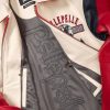 Men Pelle Pelle World Famous Soda Club Ivory and Red Leather Jacket
